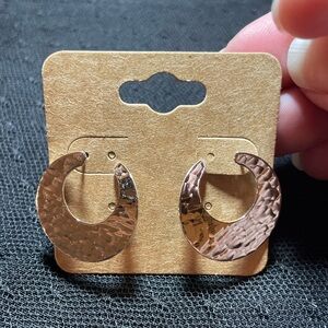 Elegant Silver Hammered Hoop Earrings